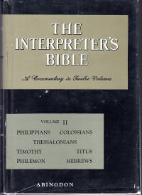 Image of The Interpreters Bible : Philippians, colossians, thessalonians, pastoral Epistles, phile  (Trawas)